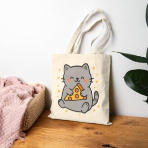Tote Cute Cat Pizza 19 Natural
