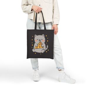 Tote Cute Cat Pizza 20 Black
