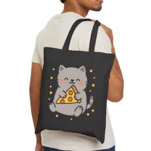 Tote Cute Cat Pizza 21 Black