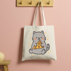 Tote Cute Cat Pizza 5 Natural
