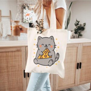 Tote Cute Cat Pizza 8 Natural