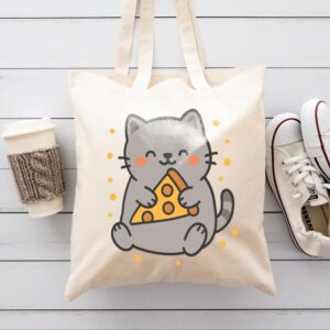 Tote Cute Cat Pizza 9 Natural