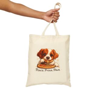 Tote Cute Spaniel Dog Eating Pizza 17 Natural