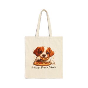 Tote Cute Spaniel Dog Eating Pizza 18 Natural