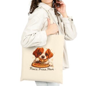 Tote Cute Spaniel Dog Eating Pizza 21 Natural