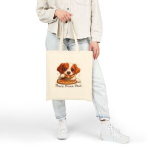 Tote Cute Spaniel Dog Eating Pizza 22 Natural