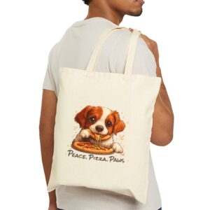 Tote Cute Spaniel Dog Eating Pizza 23 Natural