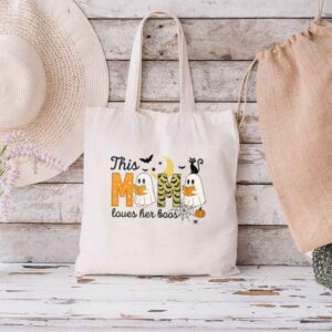 Tote Happy Halloween Mama Boo 1 Natural