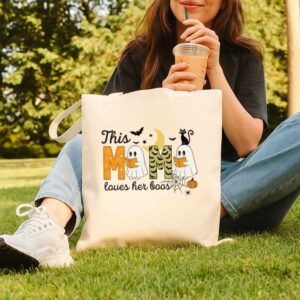 Tote Happy Halloween Mama Boo 10 Natural
