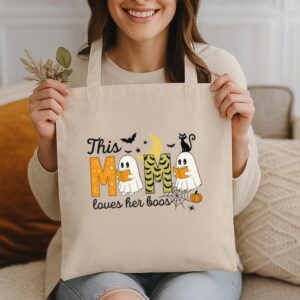 Tote Happy Halloween Mama Boo 14 Natural