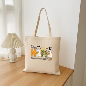 Tote Happy Halloween Mama Boo 16 Natural