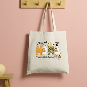 Tote Happy Halloween Mama Boo 5 Natural