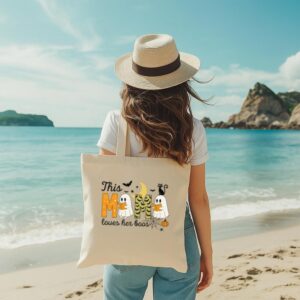 Tote Happy Halloween Mama Boo 7 Natural
