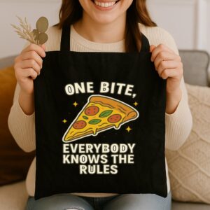 Tote One Bite Pizza 3 Black Tote