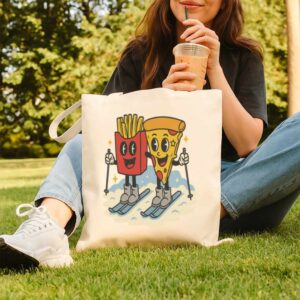 Pizza and French Fries Skiing Tote Bag