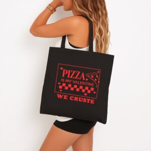 Tote Pizza Is My Valentine 14 Black