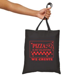 Tote Pizza Is My Valentine 15 Black