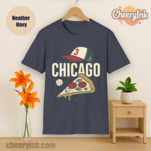 Tshirt Chicago Pizza Baseball Heather Navy