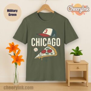 Tshirt Chicago Pizza Baseball Military Green