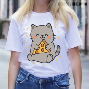 Tshirt Cute Cat Pizza 13 T