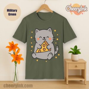 Tshirt Cute Cat Pizza Military