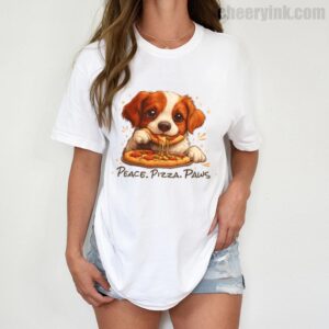 Tshirt Cute Spaniel Dog Eating Pizza 1 T