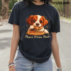 Tshirt Cute Spaniel Dog Eating Pizza 10 T