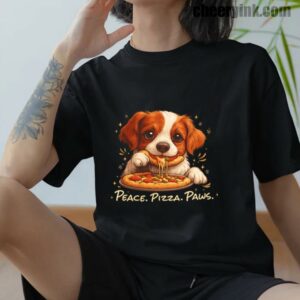 Tshirt Cute Spaniel Dog Eating Pizza 12 T Shirt