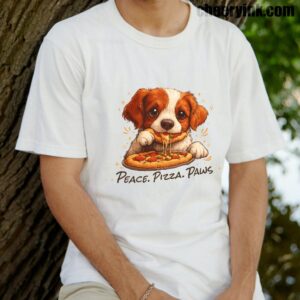 Tshirt Cute Spaniel Dog Eating Pizza 14 T