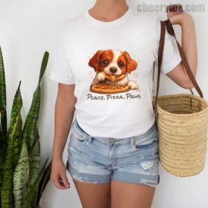 Tshirt Cute Spaniel Dog Eating Pizza 2 T