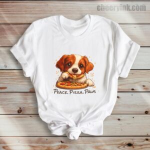Tshirt Cute Spaniel Dog Eating Pizza 36 T