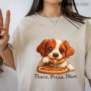 Tshirt Cute Spaniel Dog Eating Pizza 39 T
