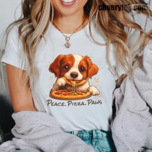 Tshirt Cute Spaniel Dog Eating Pizza 42 T