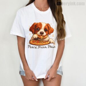 Tshirt Cute Spaniel Dog Eating Pizza 6 T