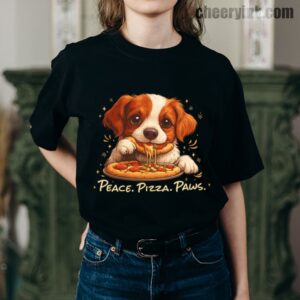 Tshirt Cute Spaniel Dog Eating Pizza 7 T