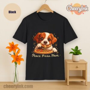 Tshirt Cute Spaniel Dog Eating Pizza