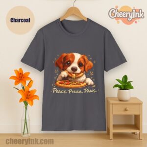 Tshirt Cute Spaniel Dog Eating Pizza