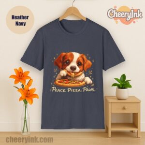 Tshirt Cute Spaniel Dog Eating Pizza Heather