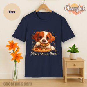 Tshirt Cute Spaniel Dog Eating Pizza