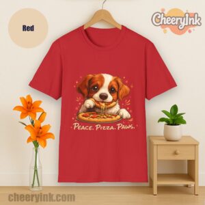 Tshirt Cute Spaniel Dog Eating Pizza