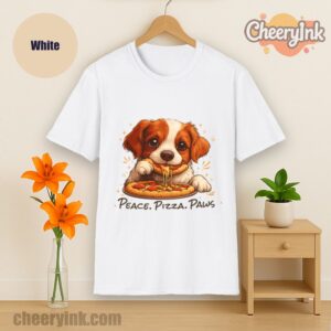 Tshirt Cute Spaniel Dog Eating Pizza