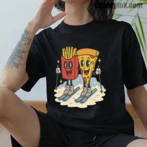 Pizza and French Fries Skiing T-Shirt