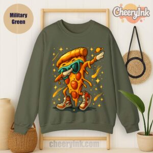 Sweatshirt Dabbing Pizza Slice Military
