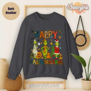 Sweatshirt Grinch Hallothanksmas Dark