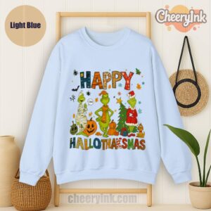 Sweatshirt Grinch Hallothanksmas Light