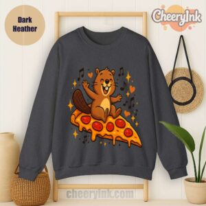 Sweatshirt Pizza Beaver Party Dark