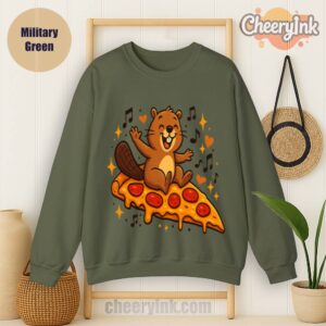 Sweatshirt Pizza Beaver Party Military