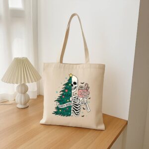 Tote Christmas Skeleton 16 Natural