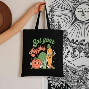 Tote Eat Your Veggies 6 Black