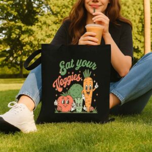 Tote Eat Your Veggies 8 Black
